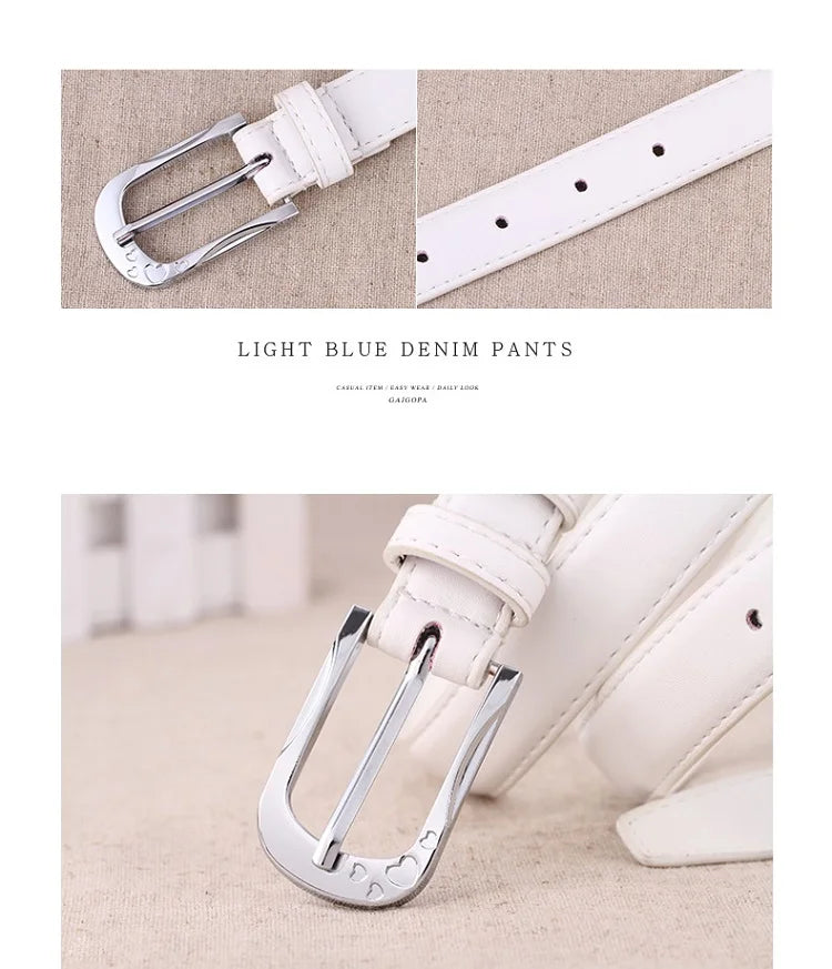 Women's Trousers Belt PU Leather Trend White Belt Fashion High Quality Trouser Belt Solid Vintage Pin Buckle Ladies Strap DT067