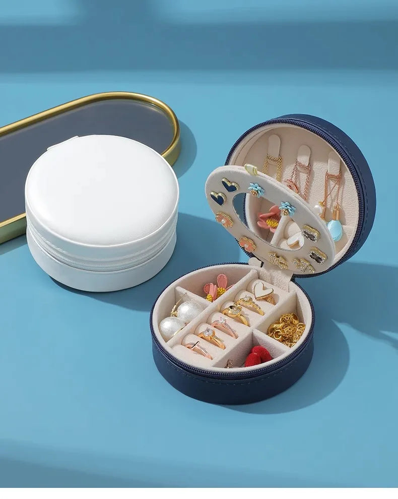 Multilayer jewelry box small stud earrings box ring receive box necklaces earrings jewelry box portable cassette jewelry mirrors