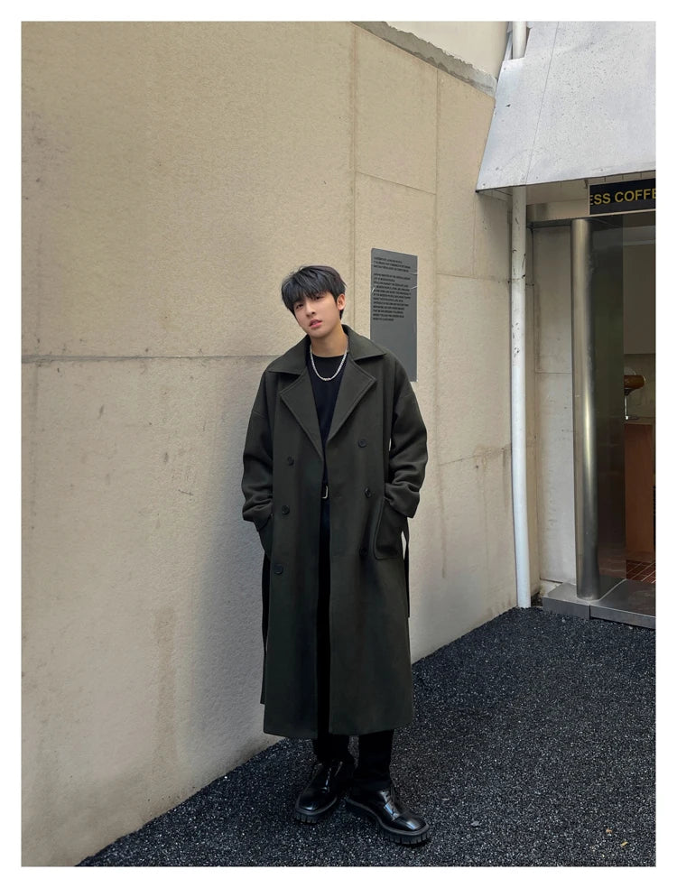Long Coats for Men Woolen Jackets 2024 Winter Thicken Coat Trench Coats Korean Vintage Loose Heavy Jackets Men Leisure Overcoat