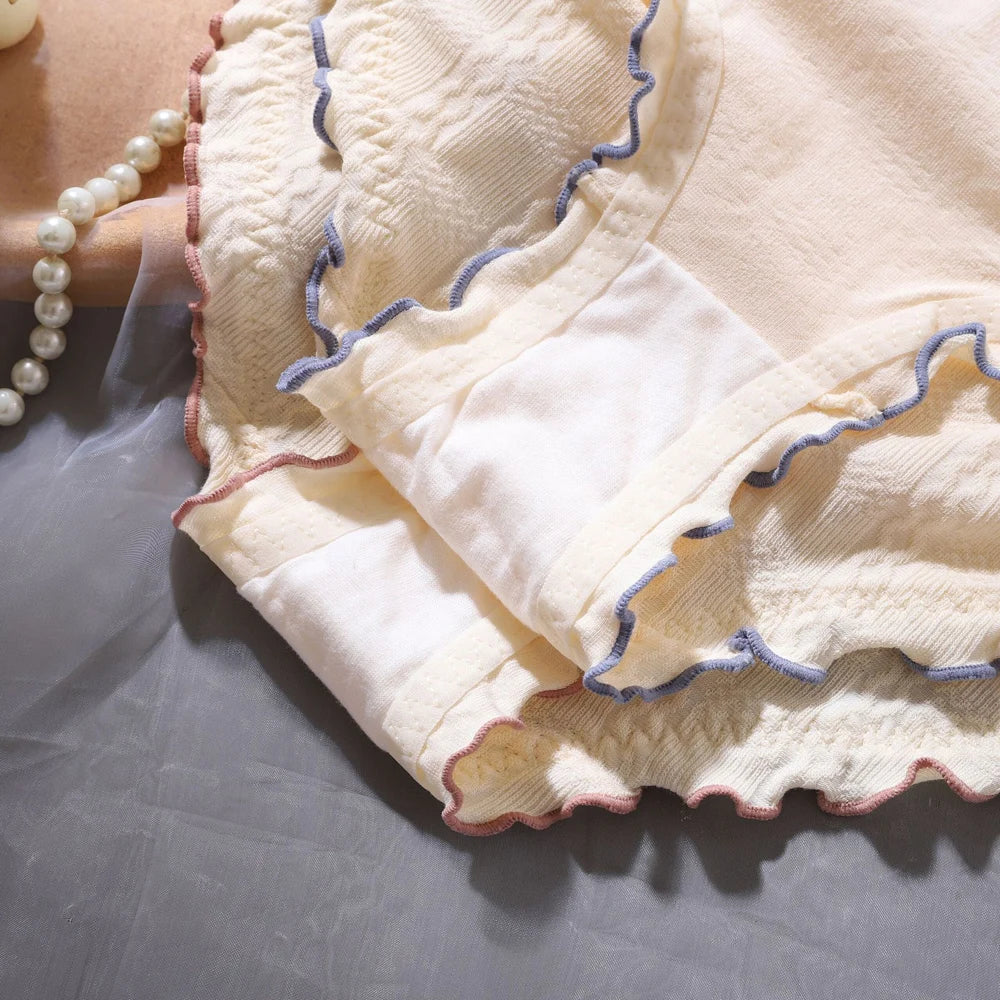 Women underwear Women's Sweet Style Ribbed Mid-Waist Panties Comfortable Breathable Hollow out Underpants Female Underwear Super