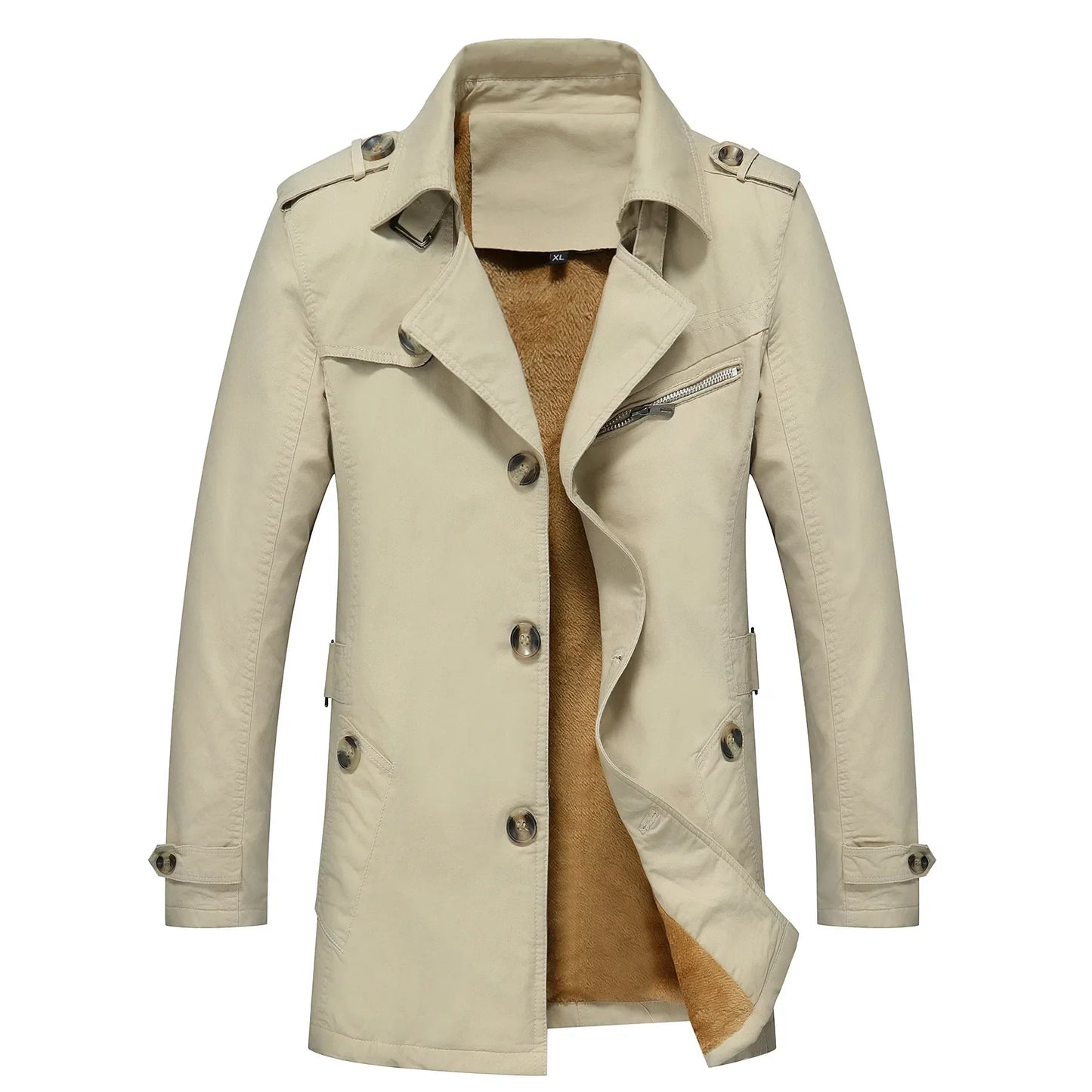 Coat Thick warm Jackets mens Windbreaker Brand Mens Clothing New fleece Men Long Trench Coats Mens Casual Outerwear Classic Long