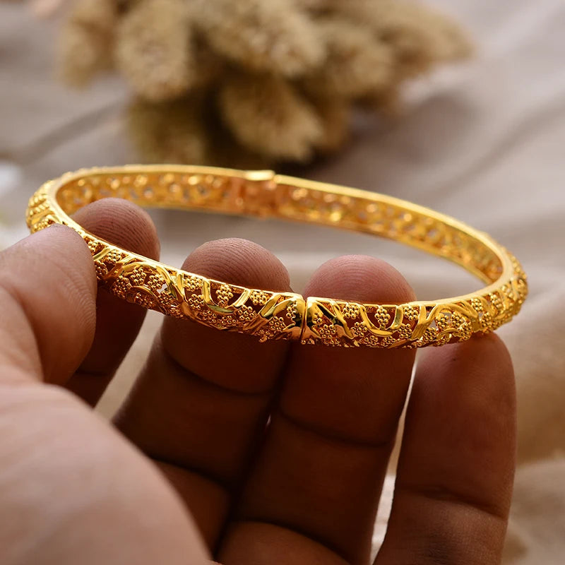 Luxury Vintage Gold Plated Bangles For Women Girls  Arabia Bridal Wedding Jewelry Gifts