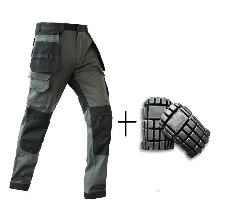 Work Trousers With Knee Pads For Men Cargo Pants Men Workwear Multi-pocket Outdoor Hiking Joggers Pants Functional Pockets Pants