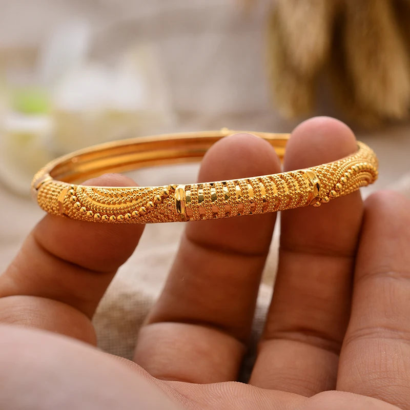 Luxury Vintage Gold Plated Bangles For Women Girls  Arabia Bridal Wedding Jewelry Gifts