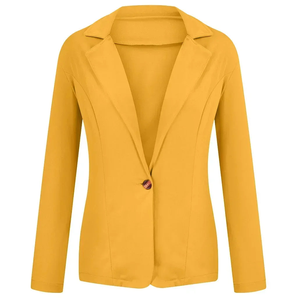 Women Suit Coat Elegant Lapel Suit Coat for Women Slim Fit Single Button Jacket for Business Wear Versatile Solid Color Soft