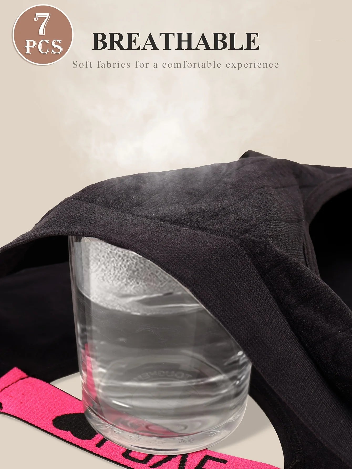 7-Pack of Women's Underwear, Seamless Underwear, Low-Waisted, Seamless, Fashionable Contrasting Colors, Comfortable Fit, Black U