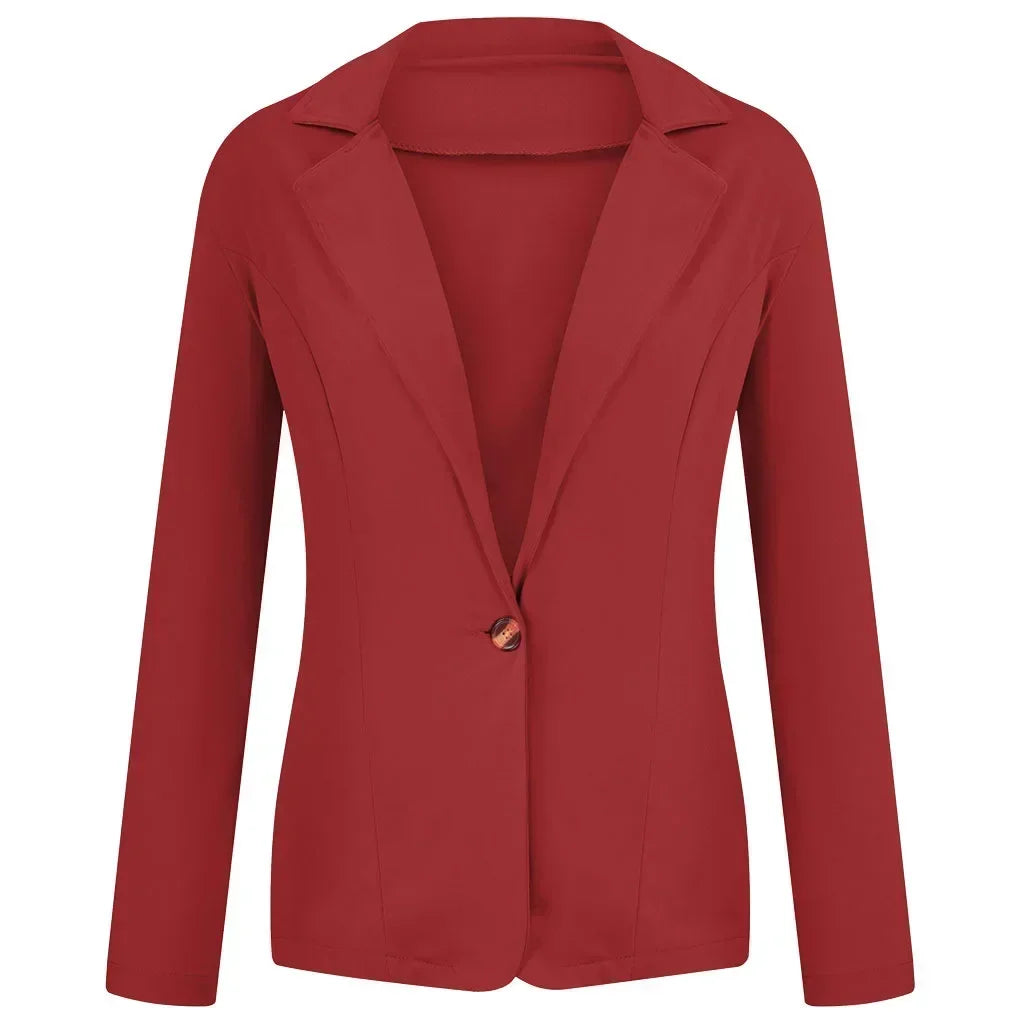Women Suit Coat Elegant Lapel Suit Coat for Women Slim Fit Single Button Jacket for Business Wear Versatile Solid Color Soft