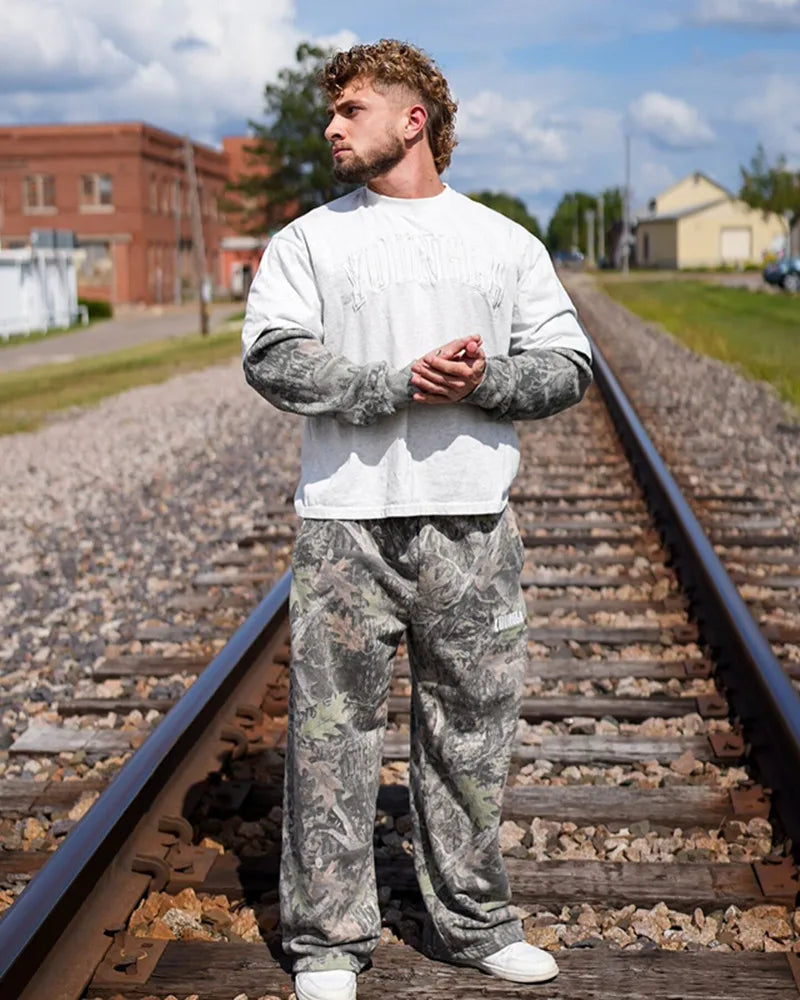 Men's pants New style Spring American digital camouflage print sports fitness Trousers loose and versatile wide-leg pants Man