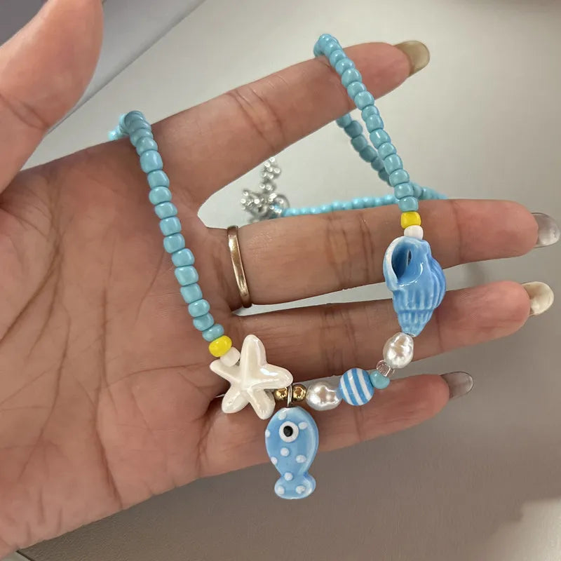 Bohemian Colorful Necklace For Women Girls Adjustable Beaded Neck Chain Unique Fashion Accessory Jewelry Gift