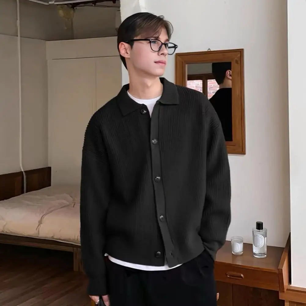 Men Sweater Coat Korean Fashion Knitted Coats Men Streetwear Slim Fit Casual Cardigan Coats