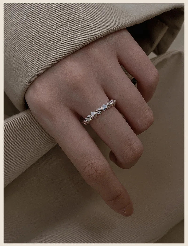 925 Sterling Silver Geometric Rings for Women Wedding Trendy Jewelry Large Adjustable Rings Anillos