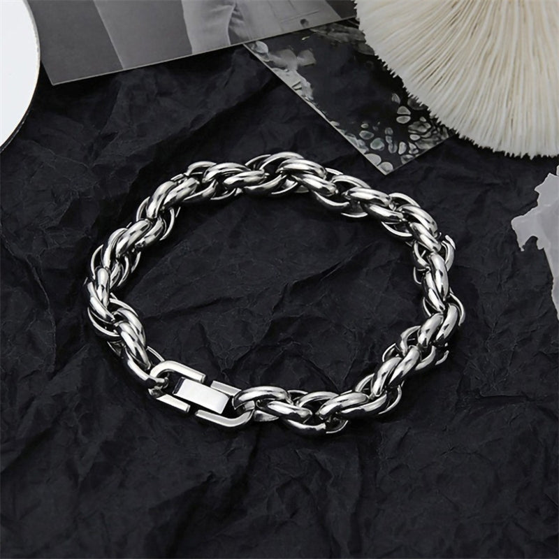 Twisted Chain Bracelet for Men Women Stainless Steel Silver Color Chain Bracelets Bangle Male Jewelry Gift Wholesale