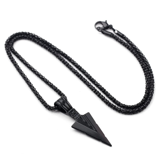 Men Black Long Necklace for Men Women with Arrow Pendant Jewelry Chain Hip Hop Punk Rock Christmas Halloween Gift