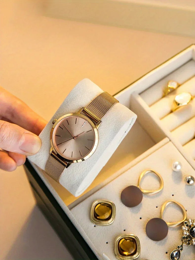 Jewelry storage box, high-end exquisite necklace earrings, gold jewelry box, large capacity multi-layer jewelry box