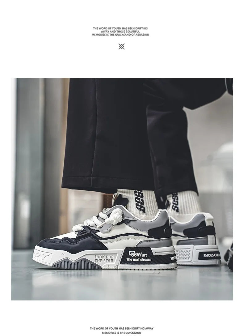 2025 New Men's Shoes Summer Versatile Thick soled Casual Flat Shoes Anti slip Youth Sports Trendy Shoes