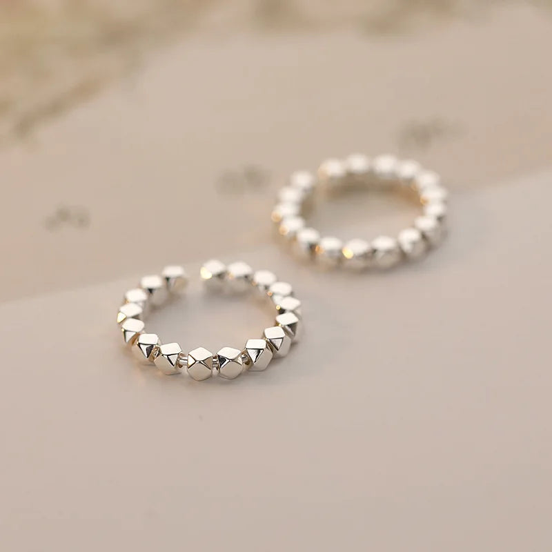 925 Sterling Silver Geometric Rings for Women Wedding Trendy Jewelry Large Adjustable Rings Anillos