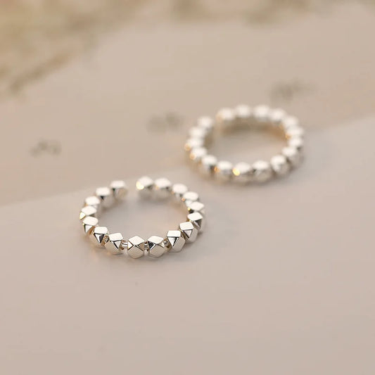 925 Sterling Silver Geometric Rings for Women Wedding Trendy Jewelry Large Adjustable Rings Anillos