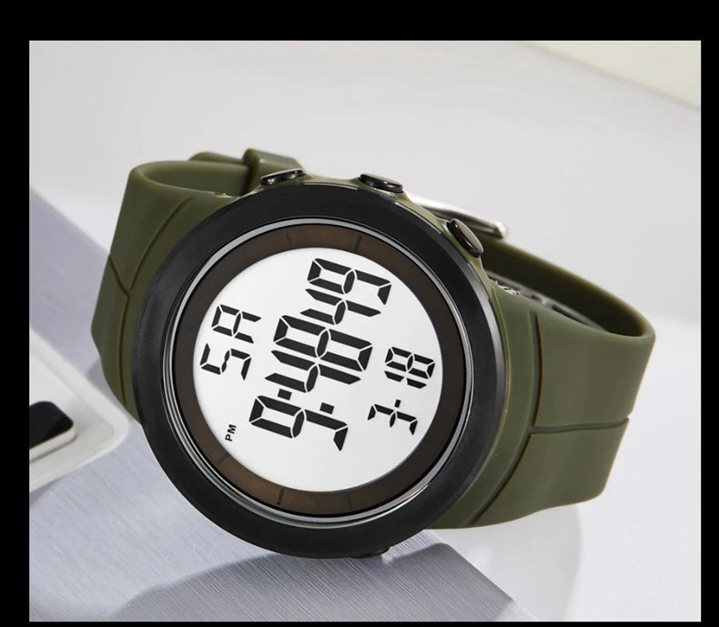Digital Watches for Men Black 50M Diving Tactical Wristwatch Big Dial Waterproof Electronic Led Military Clocks Alarm Stopwatch