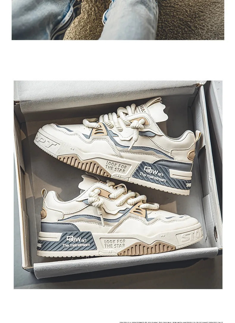 2025 New Men's Shoes Summer Versatile Thick soled Casual Flat Shoes Anti slip Youth Sports Trendy Shoes