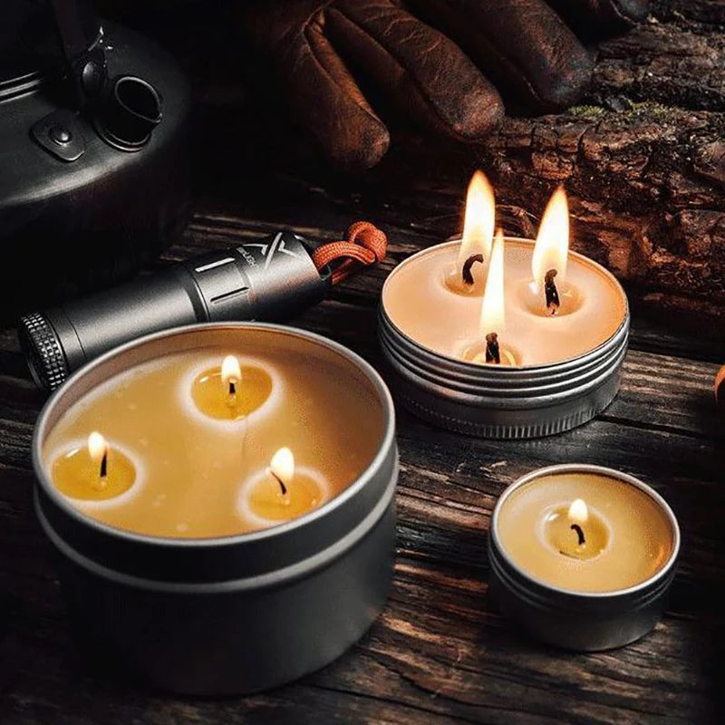 Emergency Candle Disaster Prevention Outage Lighting Outdoor Smoke-Free Candles Iron Cans Plant Candles