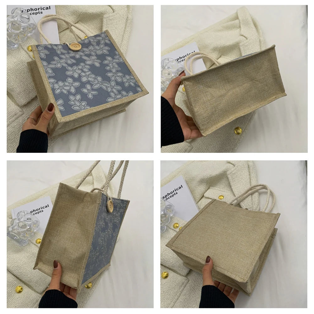 Linen Bags Handbag For Women Shopper Tote Bag Fashion Designer Bag Convenient Large-capacity For Travel Grocery Bag Organizer