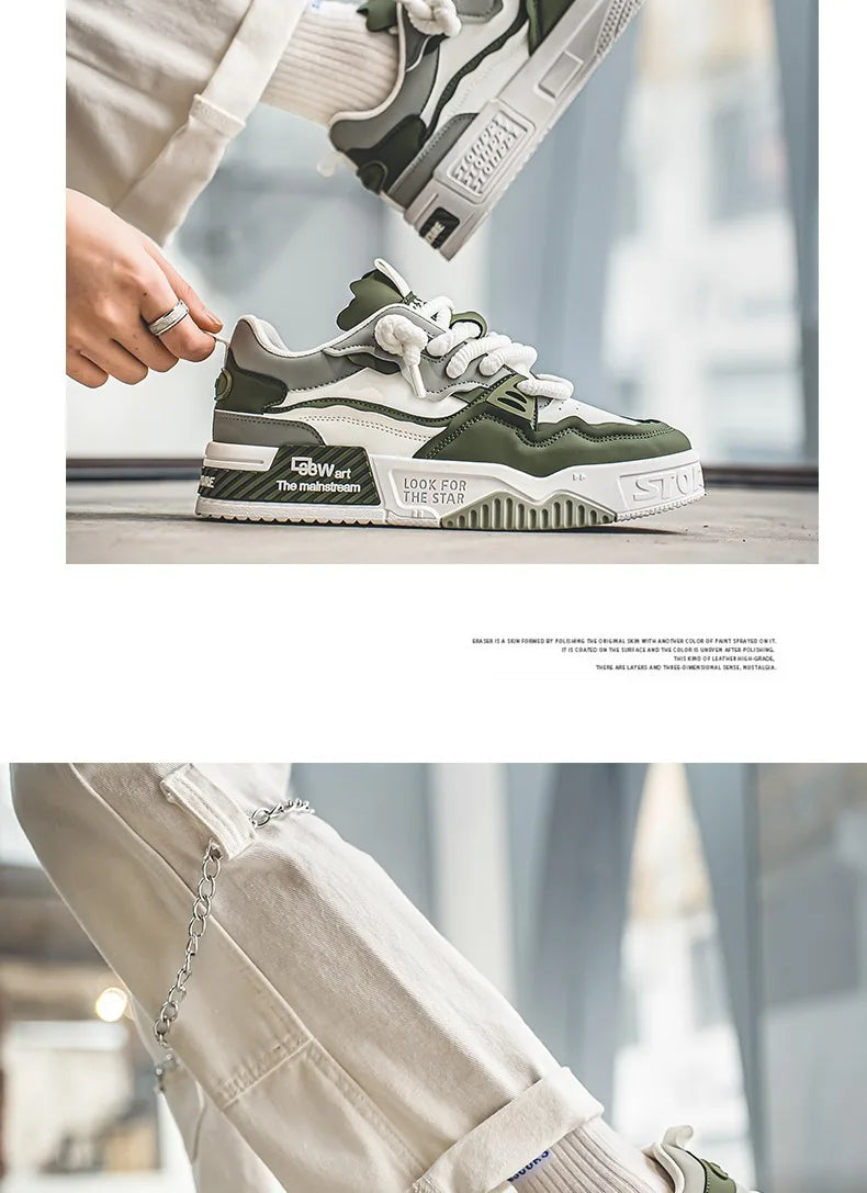 2025 New Men's Shoes Summer Versatile Thick soled Casual Flat Shoes Anti slip Youth Sports Trendy Shoes