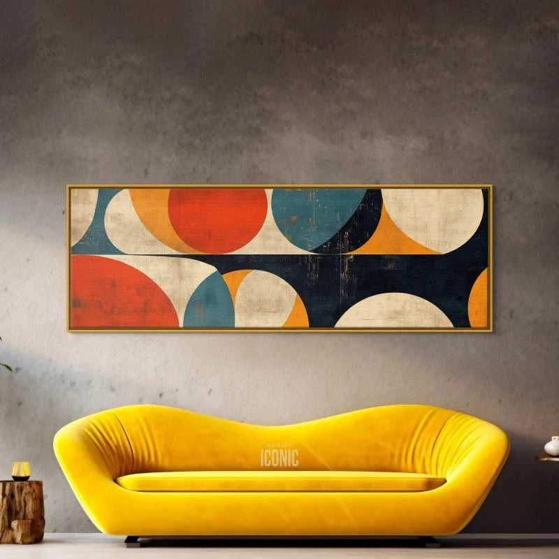 Mid Century Modern Wall Art Canvas | Unframed Bauhaus Print | Wide Panoramic Wall Art for Living Room Canvas | Abstract Wall Art
