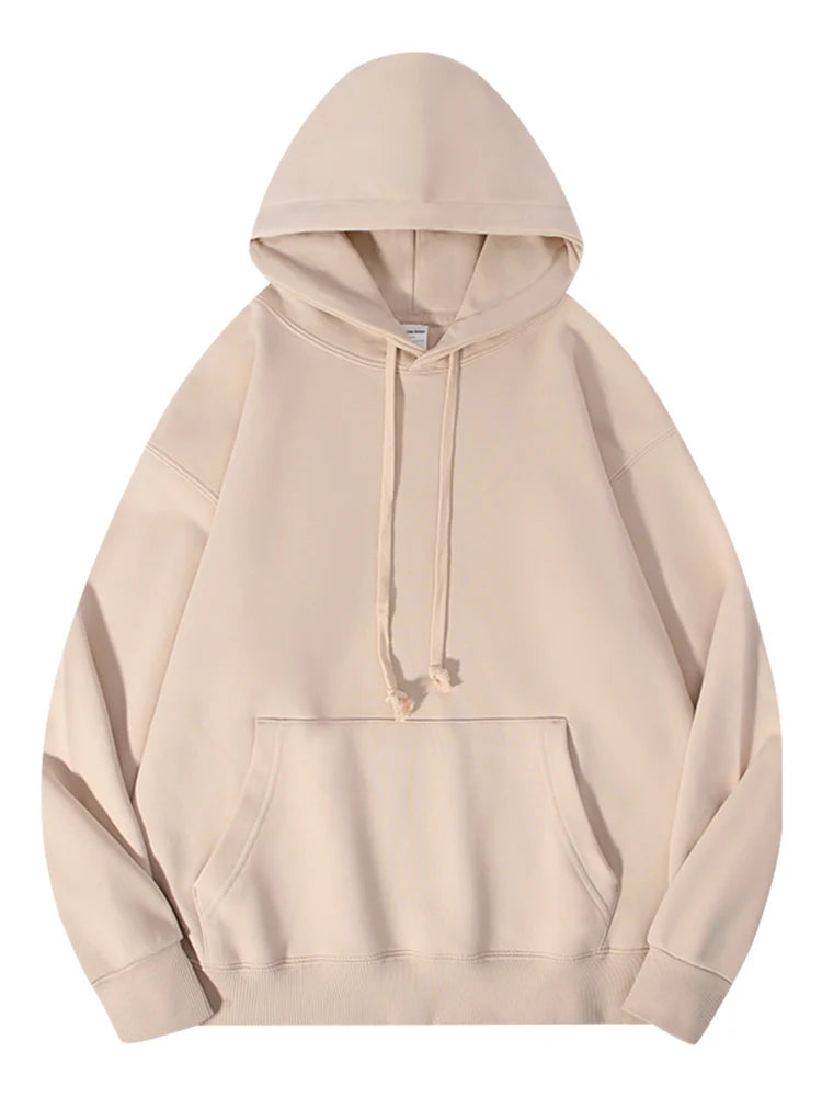 Solid Oversize Hoodies For Women Pocket Casual Loose Hooded Sweatshirt Woman Autumn Cotton Terry Hoodies Women Oversize Pullover