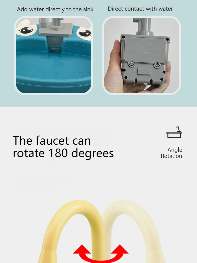 Children Play House Simulated Kitchen Dishwasher Sink Hand Basin Electric Circulating Water Kitchen Set Boy Girl Idea Kids Toys