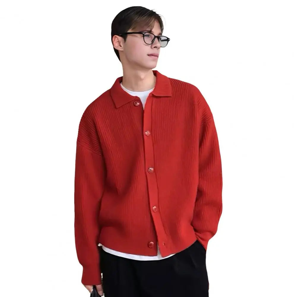 Men Sweater Coat Korean Fashion Knitted Coats Men Streetwear Slim Fit Casual Cardigan Coats