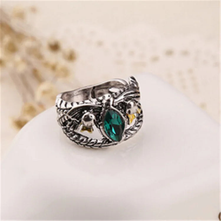 Lord Ring of Barahir Aragorn Gondor Green Crystal Rings for Women Men Jewelry