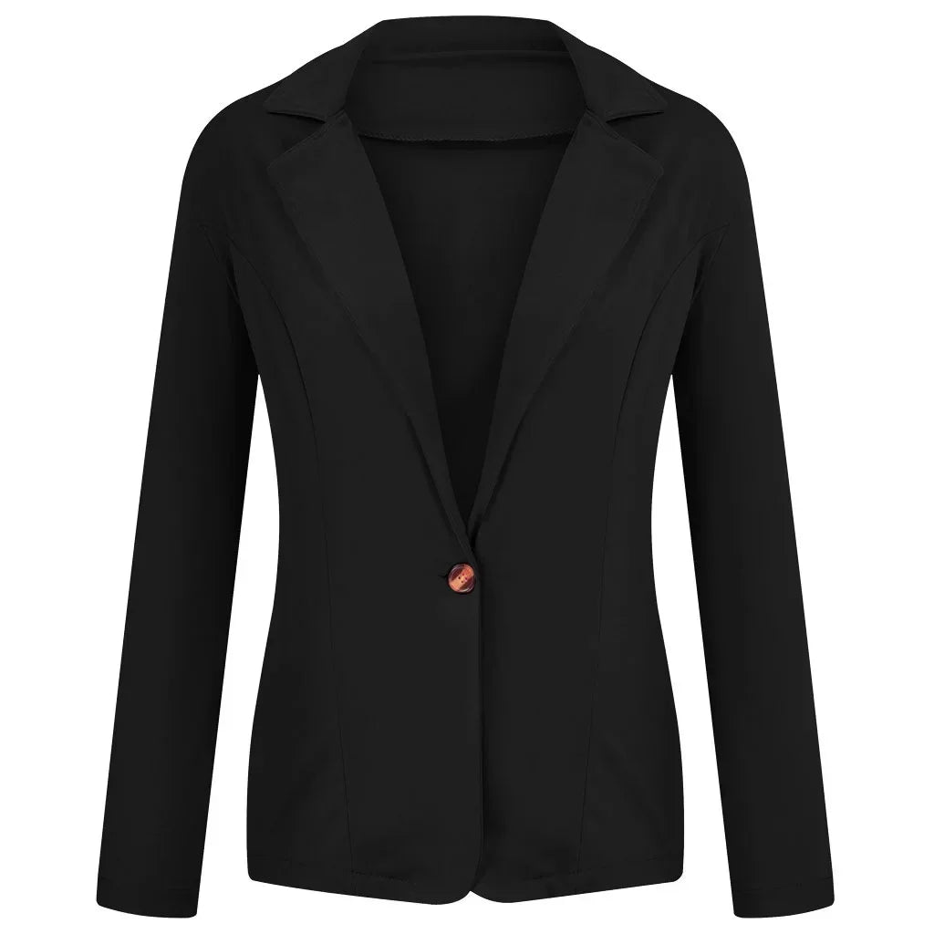 Women Suit Coat Elegant Lapel Suit Coat for Women Slim Fit Single Button Jacket for Business Wear Versatile Solid Color Soft