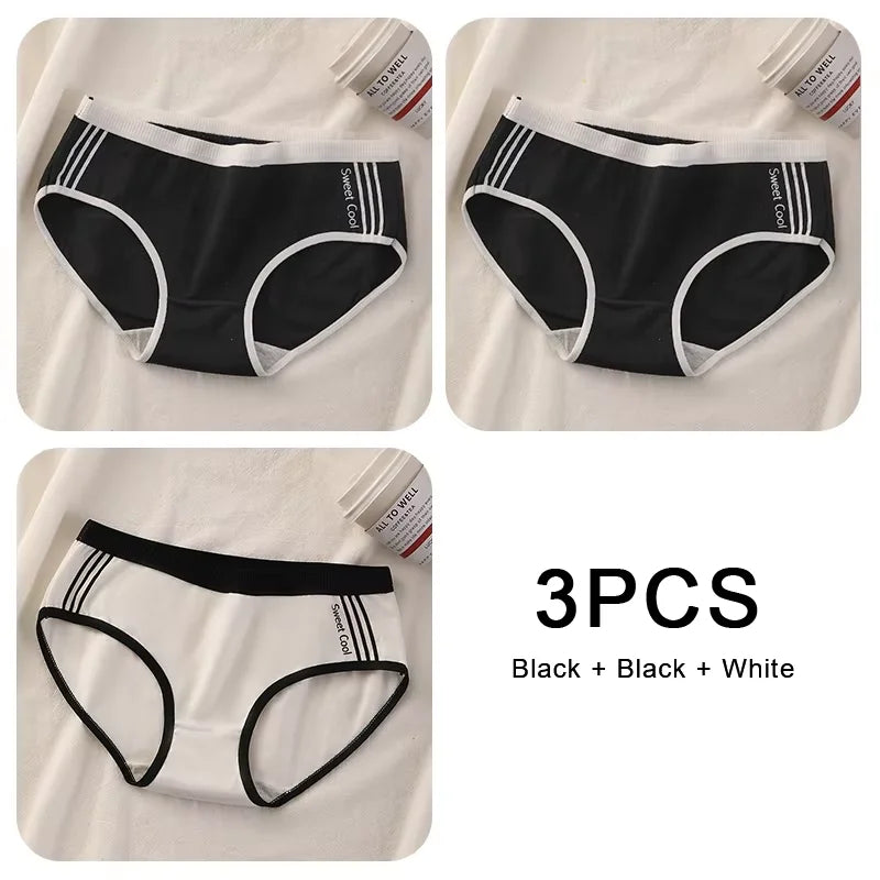 Women Underwear Cotton Crotch Mid Waist Traceless Sexy Panties Japanese Sports Style Girls Breathable Underpants Simple Lingerie