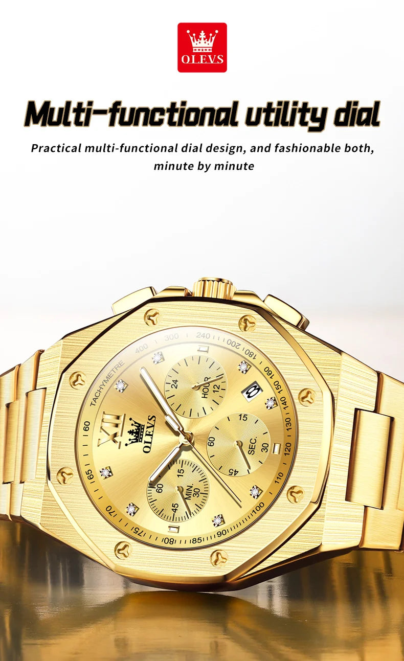Watches for Men Top Luxury Brand OLEVS Quartz Men’s Watch Sport Waterproof Gold Wrist Watches Chronograph Date Relogio Masculino