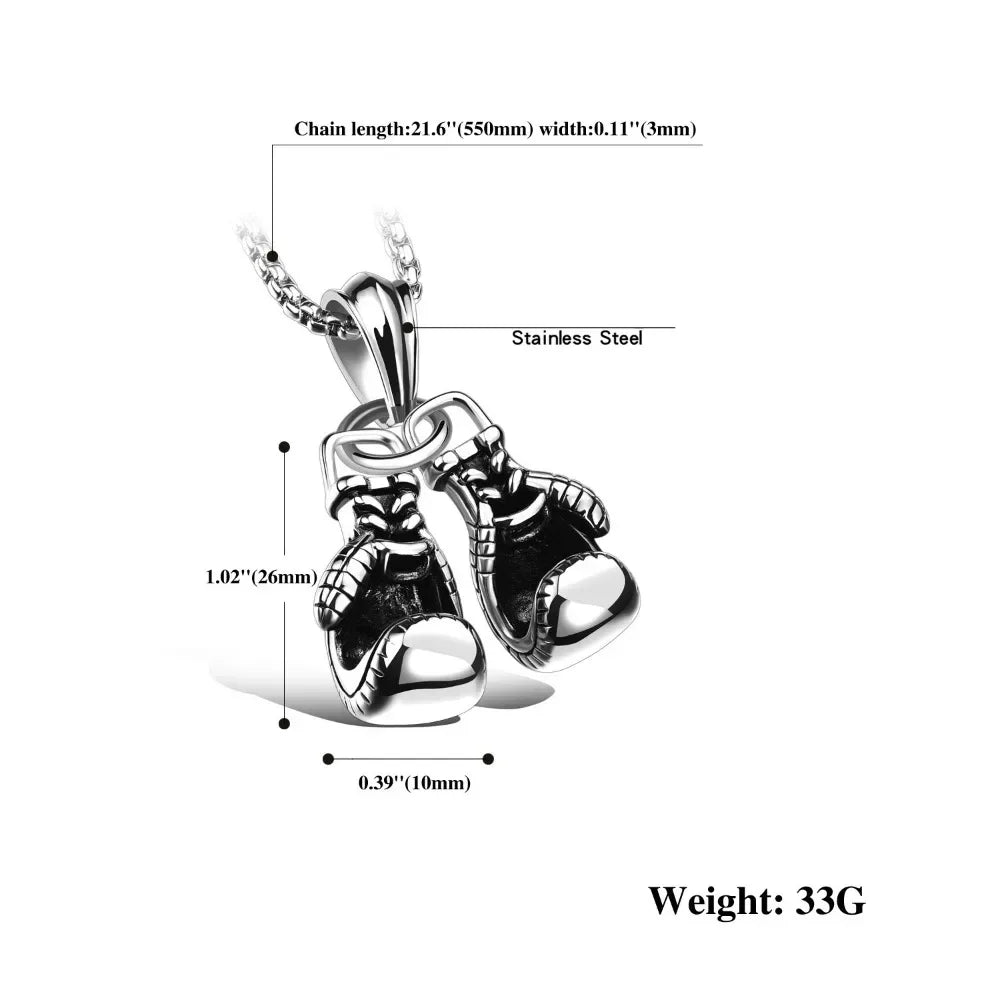 Men Hiphop Chain Necklace Cool Male Jewellery Sport Fitness Jewelry Double Boxing Glove Pendant Necklace