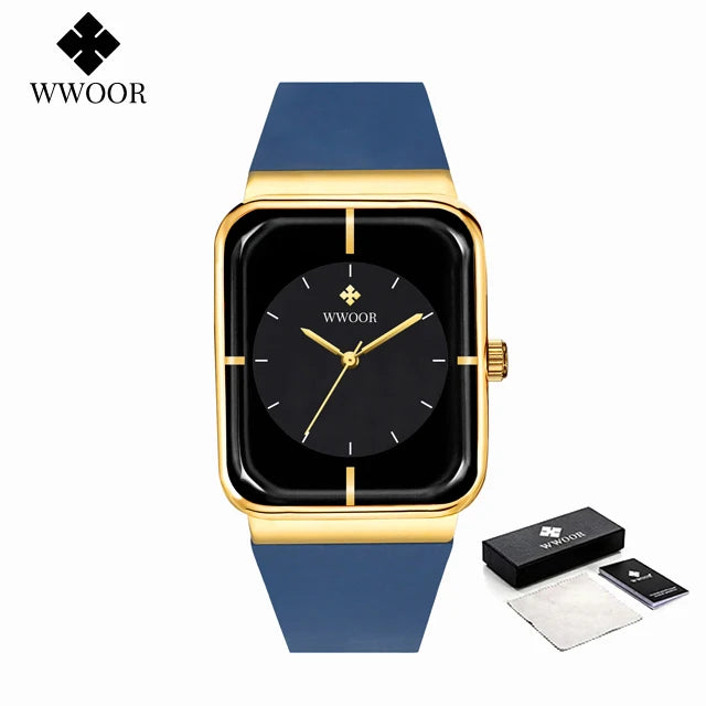 WWOOR  Men's Watches Top Brand Luxury Watch For Men Gold Fashion Stainless Steel Waterproof Quartz Wristwatch  Relogio Masculino