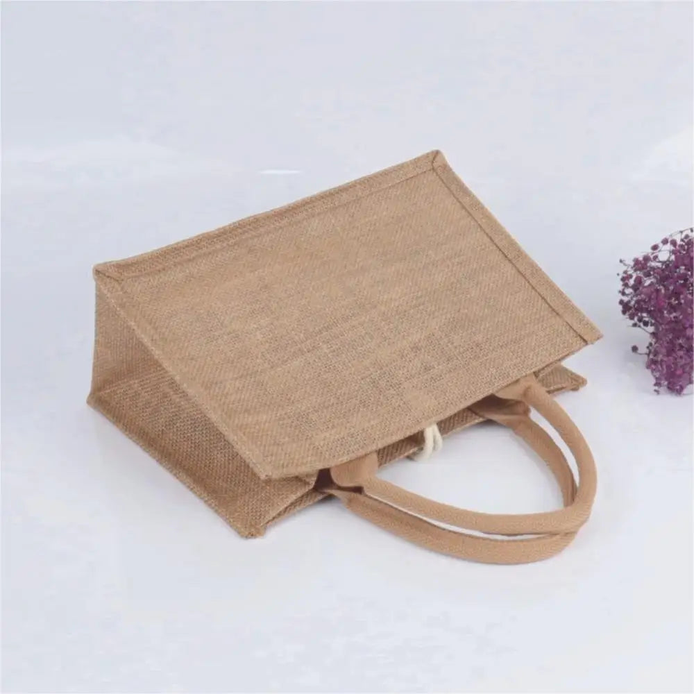 Women Linen Tote Bag Burlap Beach Eco Handbags Portable Top Handle Shopping Bag Large Simple Shoulder Bag Multiple Sizes Handbag