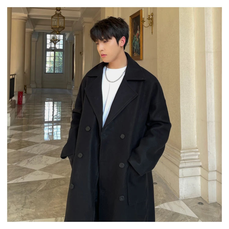 Long Coats for Men Woolen Jackets 2024 Winter Thicken Coat Trench Coats Korean Vintage Loose Heavy Jackets Men Leisure Overcoat