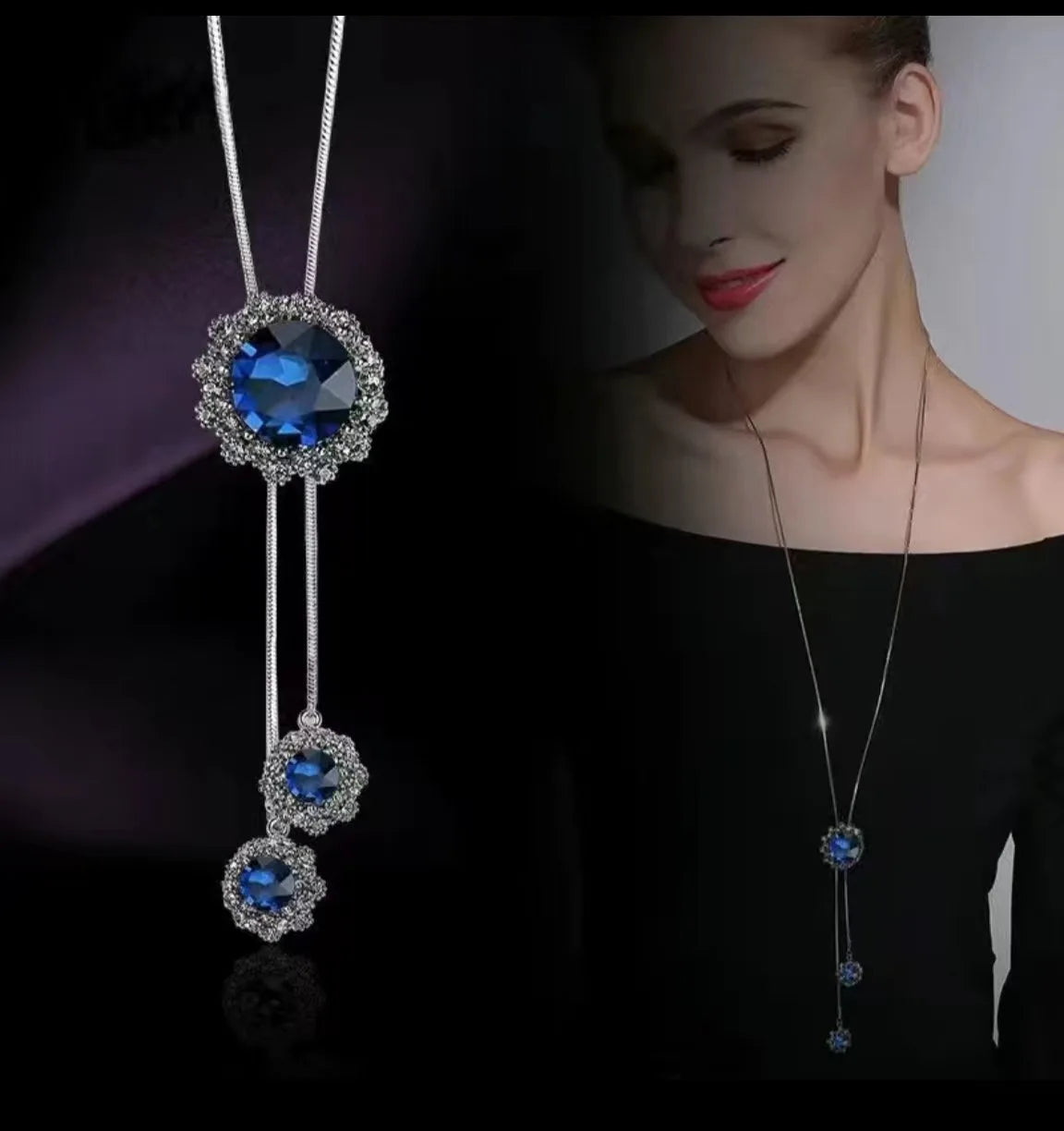 Long Necklaces & Pendants Fashion Geometric Crystal Statement Necklace For Women Collier Femme Pearl Choker Jewelry 2022