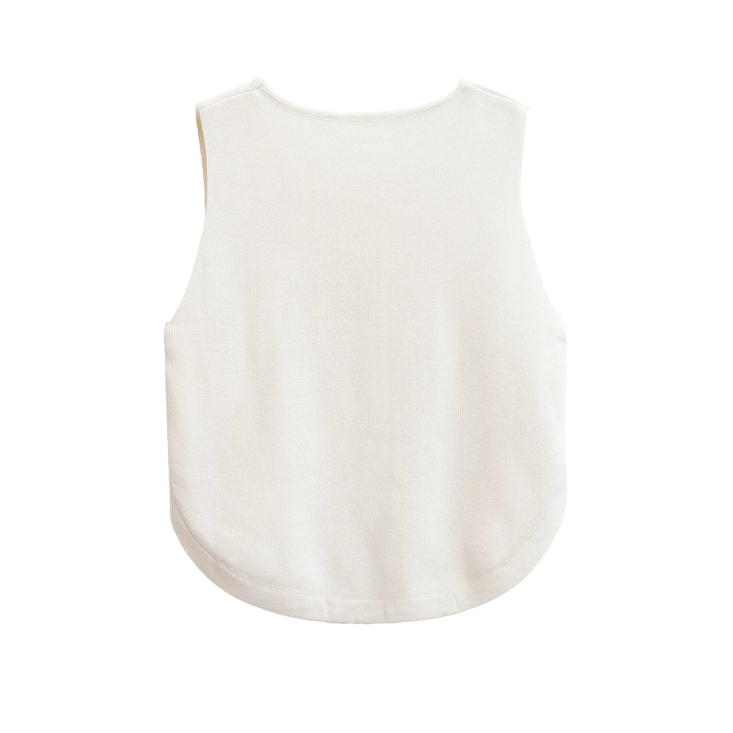 2025   Women's  Chic  Sleeveless  Top  with  Side  Buckles  Asymmetrical Hem  Casual O-neck Crop Top