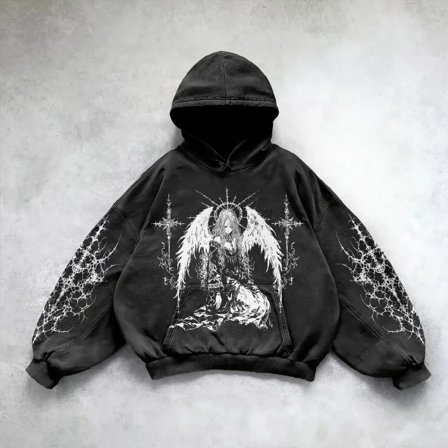 Harajuku gothic goddess print hoodies women goth 2025 hot sell hoodie y2k tops oversized sweatshirt black streetwear clothes