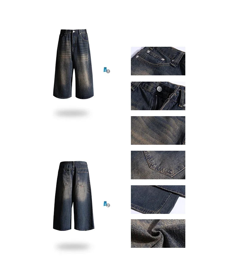 Women's Aesthetic Retro Wide Leg Denim Trouser Harajuku High Street High Waist Loose Jeans 2024 Spring Baggy Casual Fashion Pant