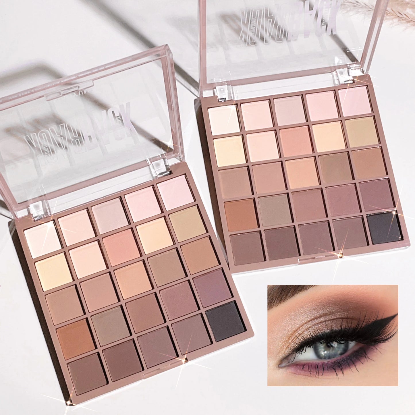 Eyeshadow palette in 25 colors, matte brown nude multi-color eyeshadow, high color rendering, waterproof and sweatproof, daily e