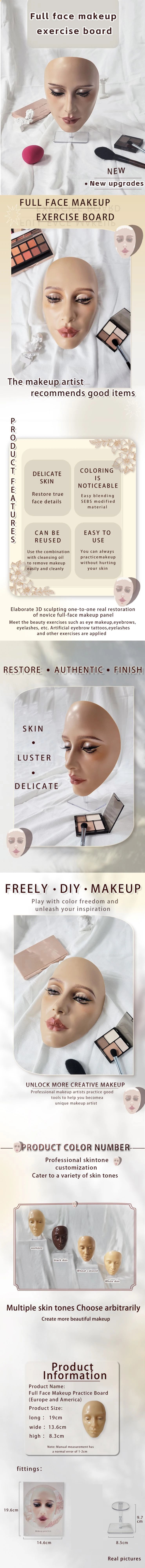 Makeup Full Face Practice Model 5D Silicone Bionic Skin Mannequin Eye eyebrow Eyelash Eyeshadow for beginner Makeup Artist