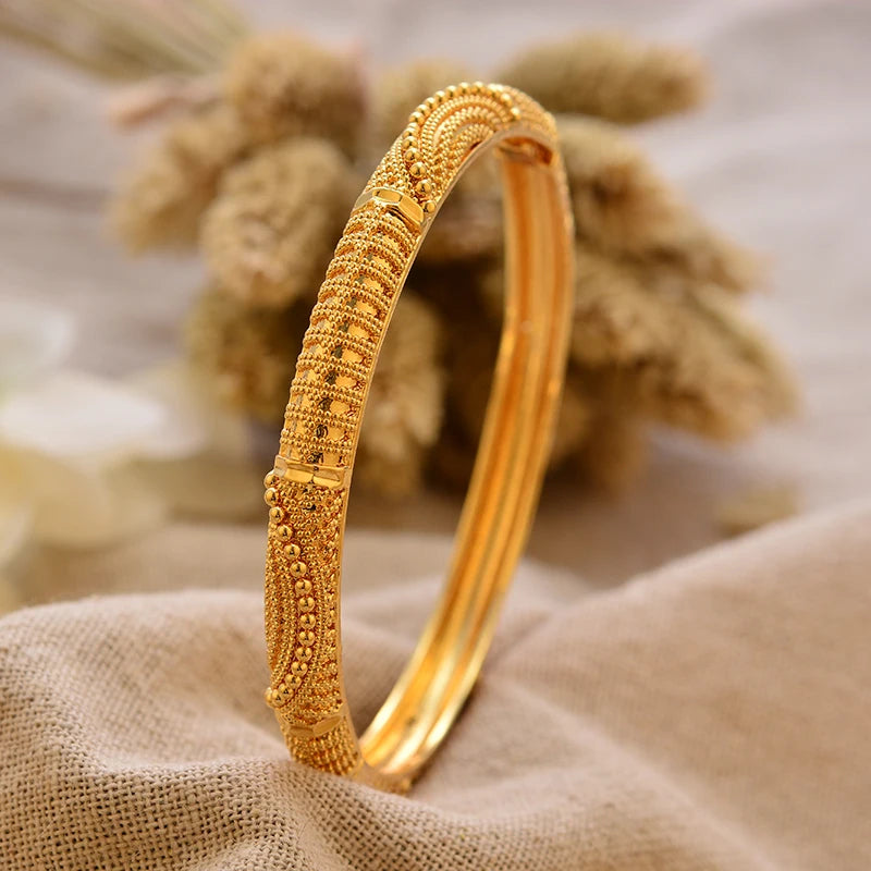 Luxury Vintage Gold Plated Bangles For Women Girls  Arabia Bridal Wedding Jewelry Gifts