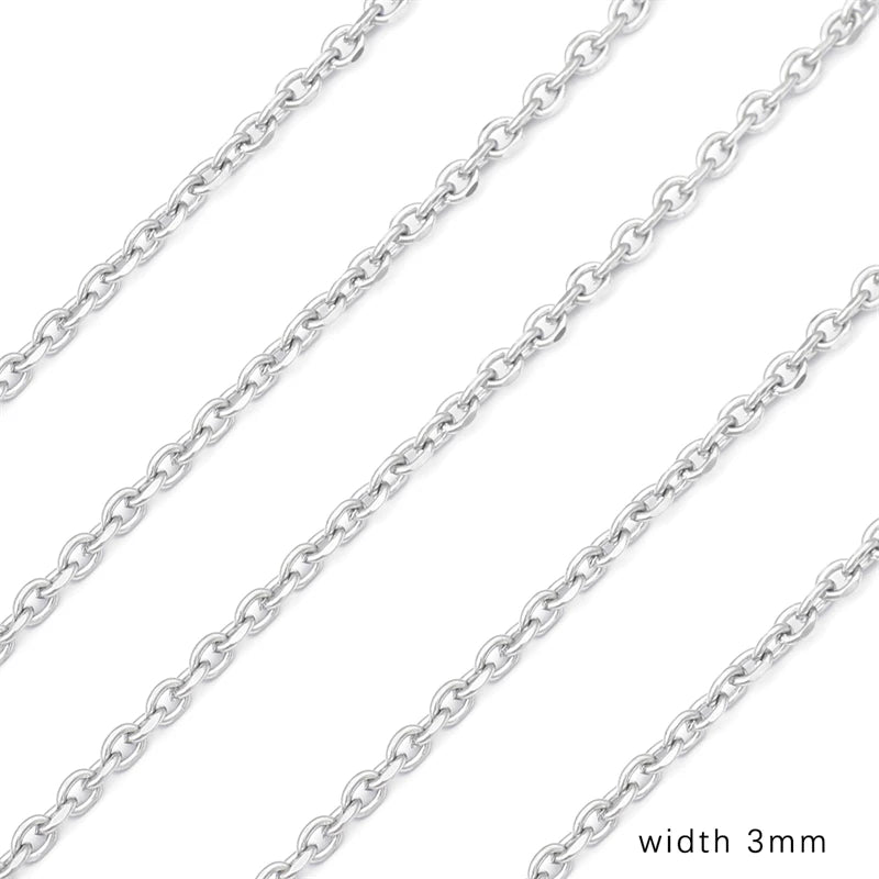 1M Stainless Steel Chain for Men Women Curb Cuban Link Chain DIY Basic Punk Choker Necklace Bracelet Hip Hop Male Jewelry Gift