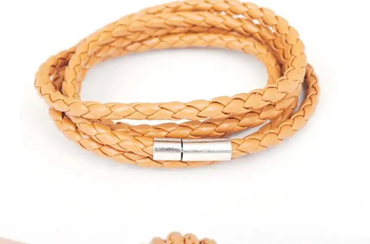 New Men Leather Bracelets for Women Simple Multilayer Handmake Bangles  Black White Bracelets Female Jewelry Gift