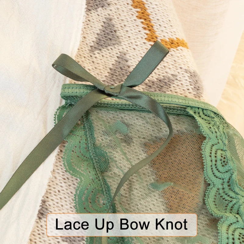 Women's Sexy Lace Underwear Panties Delicate Soft Comfortable Underpants Fashion Female Mesh Up Bow Low-Rise Briefs