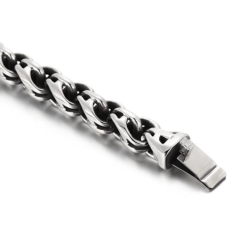 Twisted Link Chain Men Bracelet Mens 9 Inches Stainless Steel Hand Geometry Chain Armband Biker Hip Hop Bracelet Jewelry