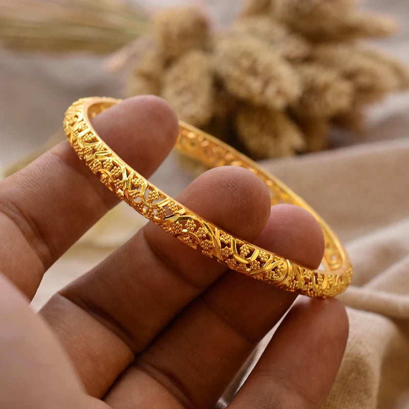 Luxury Vintage Gold Plated Bangles For Women Girls  Arabia Bridal Wedding Jewelry Gifts
